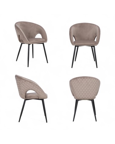 Chaise arrondie en velours beige confortable - collection Suzy