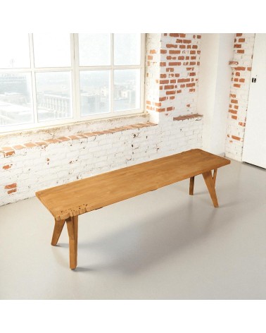 Banc bois recyclé de teck avec arabesques - collection Flores