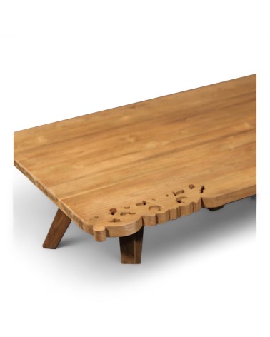 Banc bois recyclé de teck avec arabesques - collection Flores