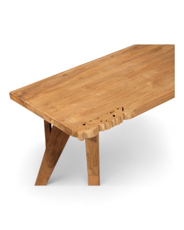 Banc bois recyclé de teck avec arabesques - collection Flores