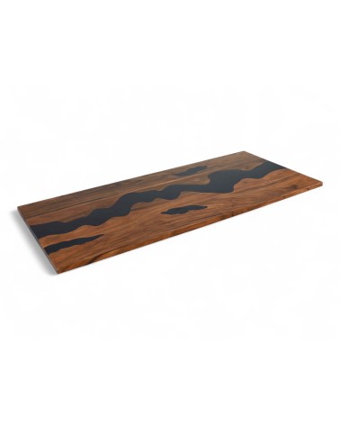Table résine époxy noir et bois 230 cm - modèle Noir de Crimée