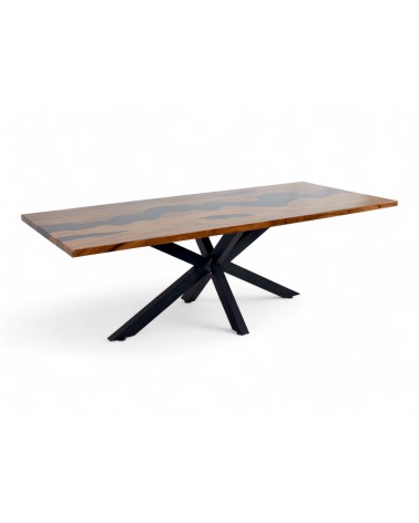 Table résine époxy noir et bois 230 cm - modèle Noir de Crimée