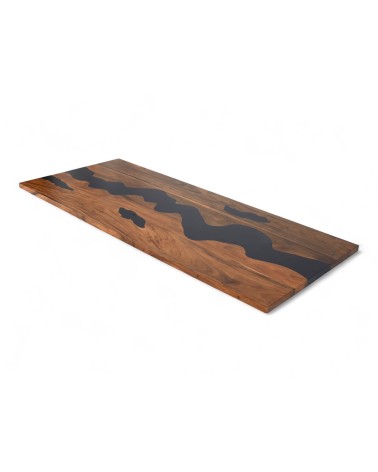 Table résine époxy noir et bois 230 cm - modèle Noir de Crimée