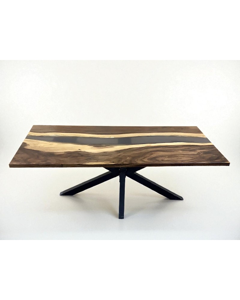 Table à dîner en bois de Suar et résine 200 cm - modèle Granit