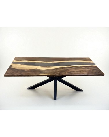Table à dîner en bois de Suar et résine 200 cm - modèle Granit