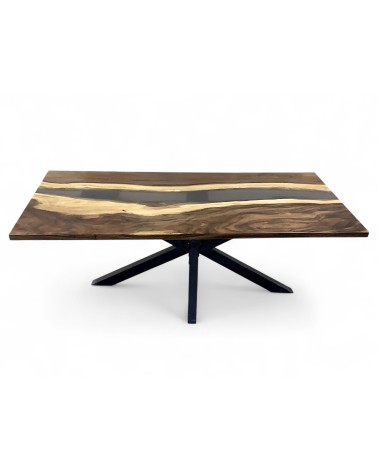 Table à dîner en bois de Suar et résine 200 cm - modèle Granit