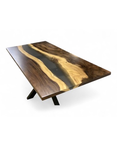 Table à dîner en bois de Suar et résine 200 cm - modèle Granit