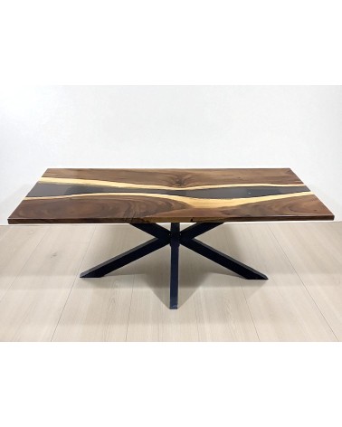 Table en bois de Suar et résine brune 200 cm - modèle Onyx