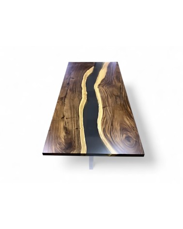 Tisch gemischt aus Epoxydharz und Holz 200 cm - Modell Désir noir