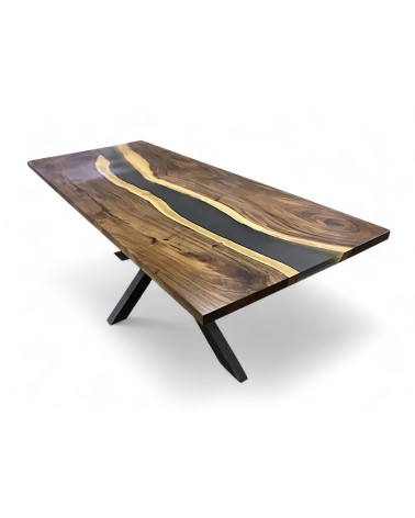 Tisch gemischt aus Epoxydharz und Holz 200 cm - Modell Désir noir