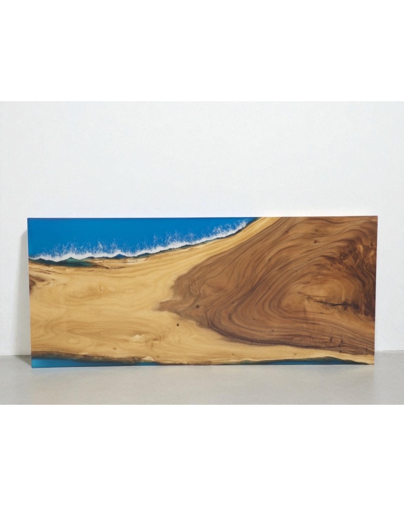 Tisch aus Holz und blaue Epoxidharz 230 cm - Modell Brume