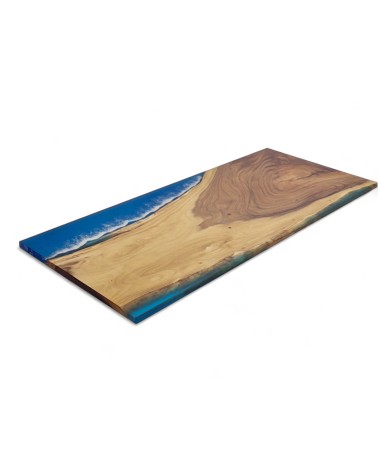 Tisch aus Holz und blaue Epoxidharz 230 cm - Modell Brume