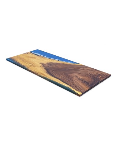 Tisch aus Holz und blaue Epoxidharz 230 cm - Modell Brume