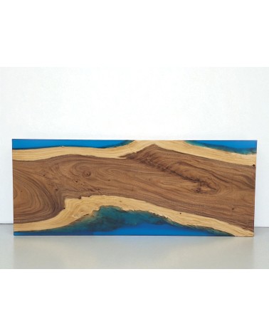 Blauer Harztisch und rohes Suarholz 250 cm - Modell Sang Bleu