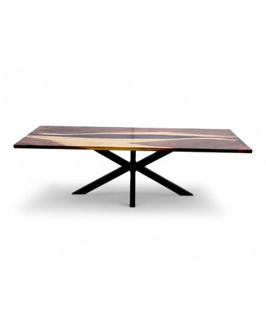 Table en bois de Suar et résine fumée 250 cm - modèle Cobalt
