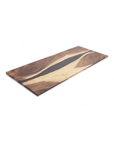 Table en bois de Suar et résine fumée 250 cm - modèle Cobalt