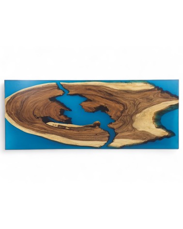 Table en bois de Suar et résine époxy bleu 250 cm - modèle Blue Velvet