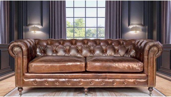 Chesterfield-Sofa aus vollnarbigem Leder : Eleganz und Prestige Chesterfield-Sofa aus vollnarbigem Leder : Eleganz und Prestige